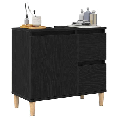 Bathroom Cabinet Black Oak 65 x 33 x 60 cm Engineered Wood