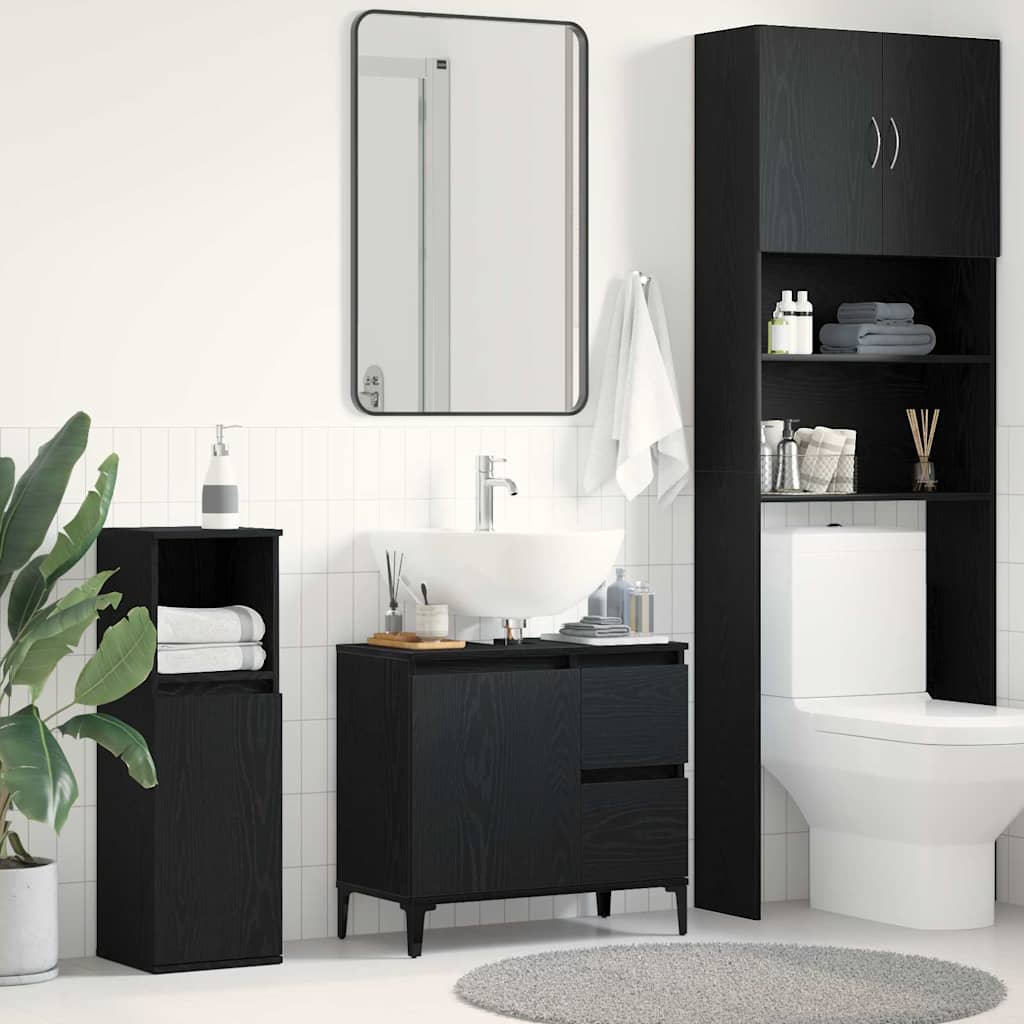 Bathroom Cabinet Black Oak 65 x 33 x 60 cm Engineered Wood