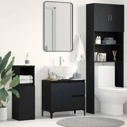 Bathroom Cabinet Black Oak 65 x 33 x 60 cm Engineered Wood