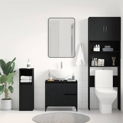Bathroom Cabinet Black Oak 65 x 33 x 60 cm Engineered Wood