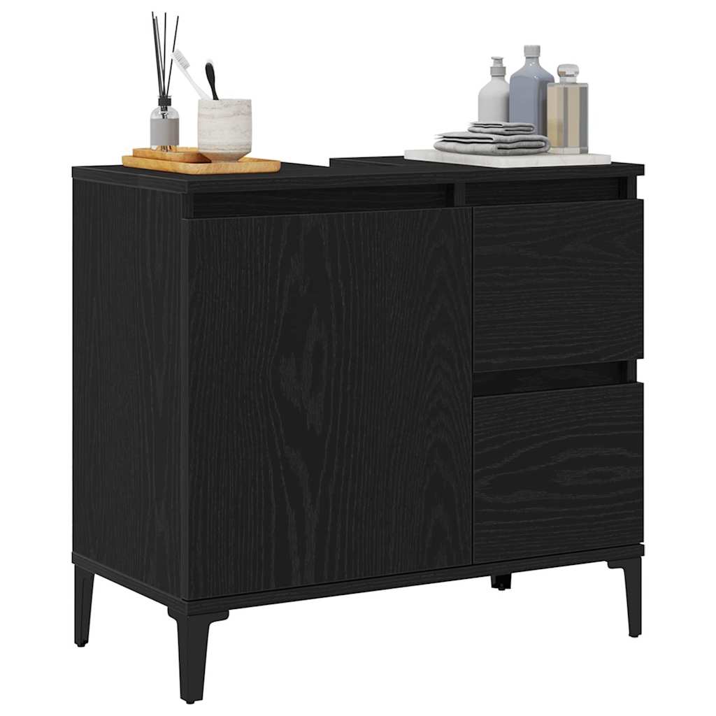 Bathroom Cabinet Black Oak 65 x 33 x 60 cm Engineered Wood