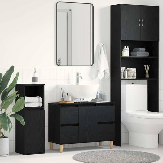 Bathroom Sink Cabinet Black Oak 80 x 33 x 60 cm Engineered Wood