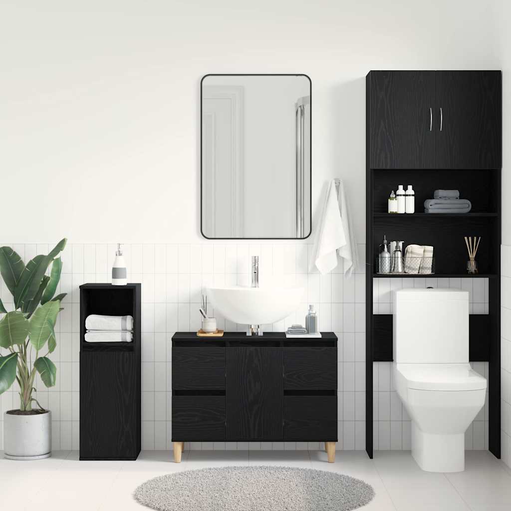 Bathroom Sink Cabinet Black Oak 80 x 33 x 60 cm Engineered Wood
