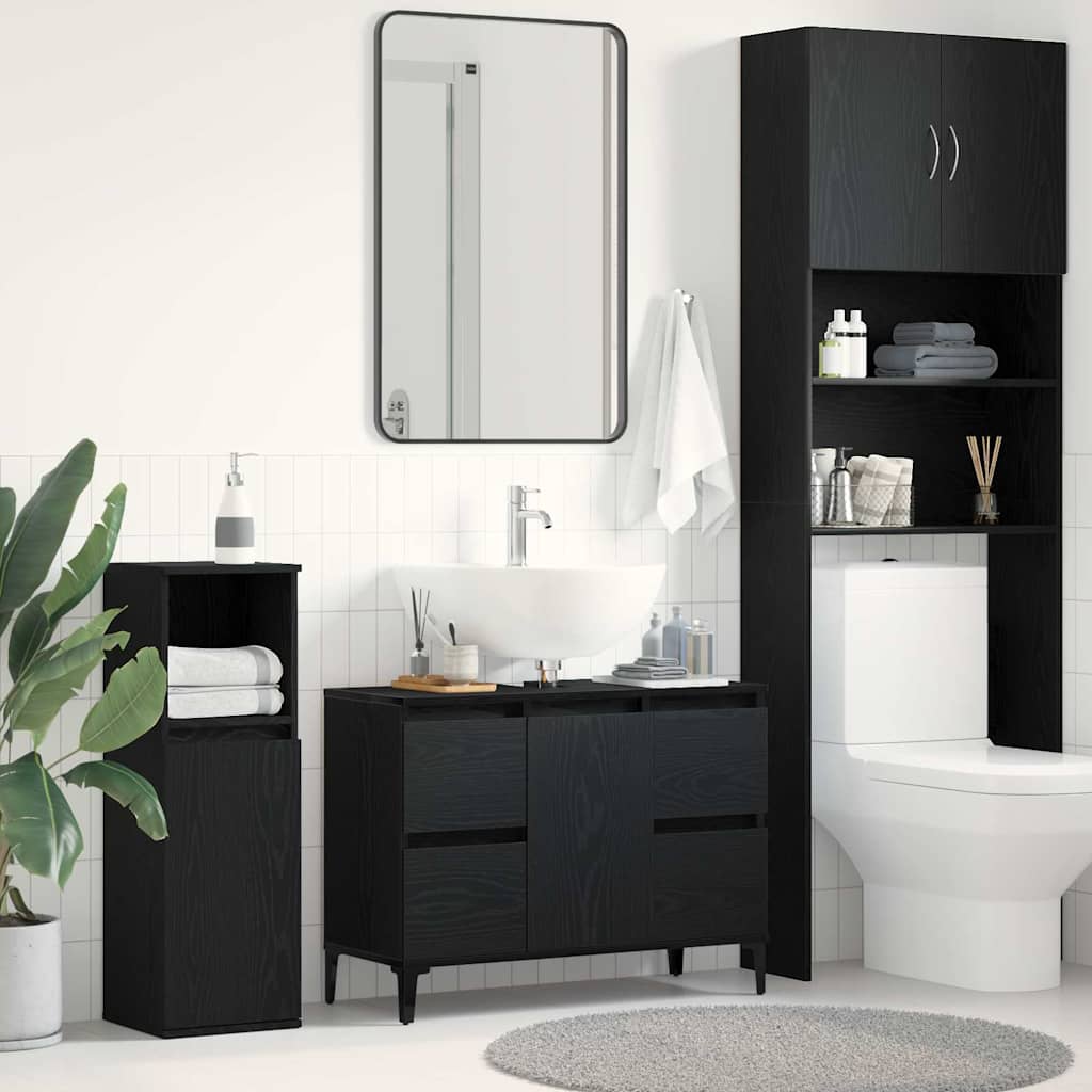 Bathroom Sink Cabinet Black Oak 80 x 33 x 60 cm Engineered Wood