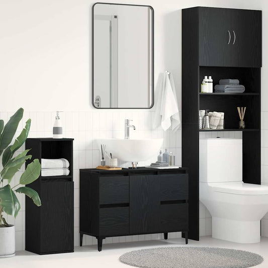 Bathroom Sink Cabinet Black Oak 80 x 33 x 60 cm Engineered Wood