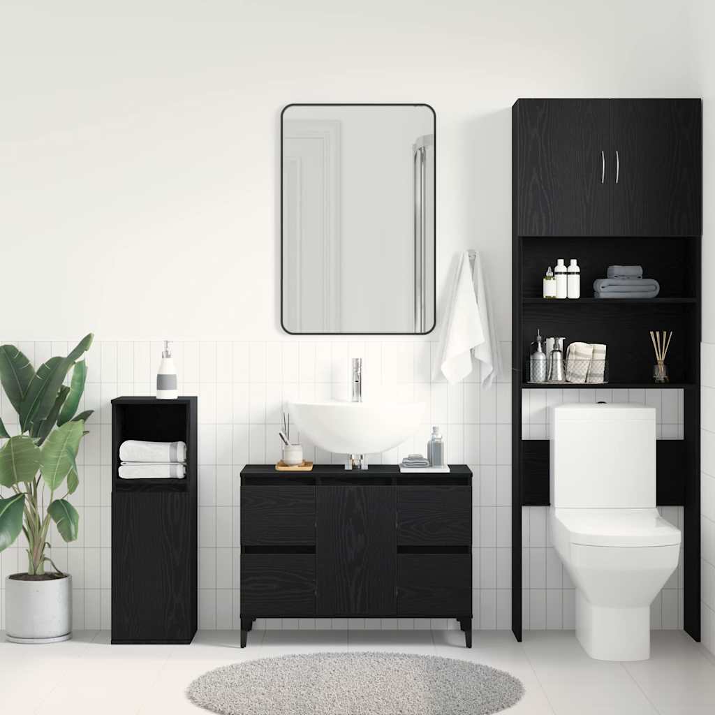 Bathroom Sink Cabinet Black Oak 80 x 33 x 60 cm Engineered Wood