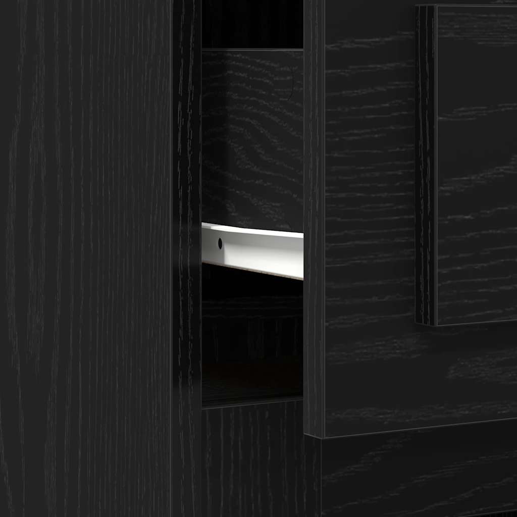 Desk with Drawer Black Oak 50 x 115 x 75 cm Engineered Wood