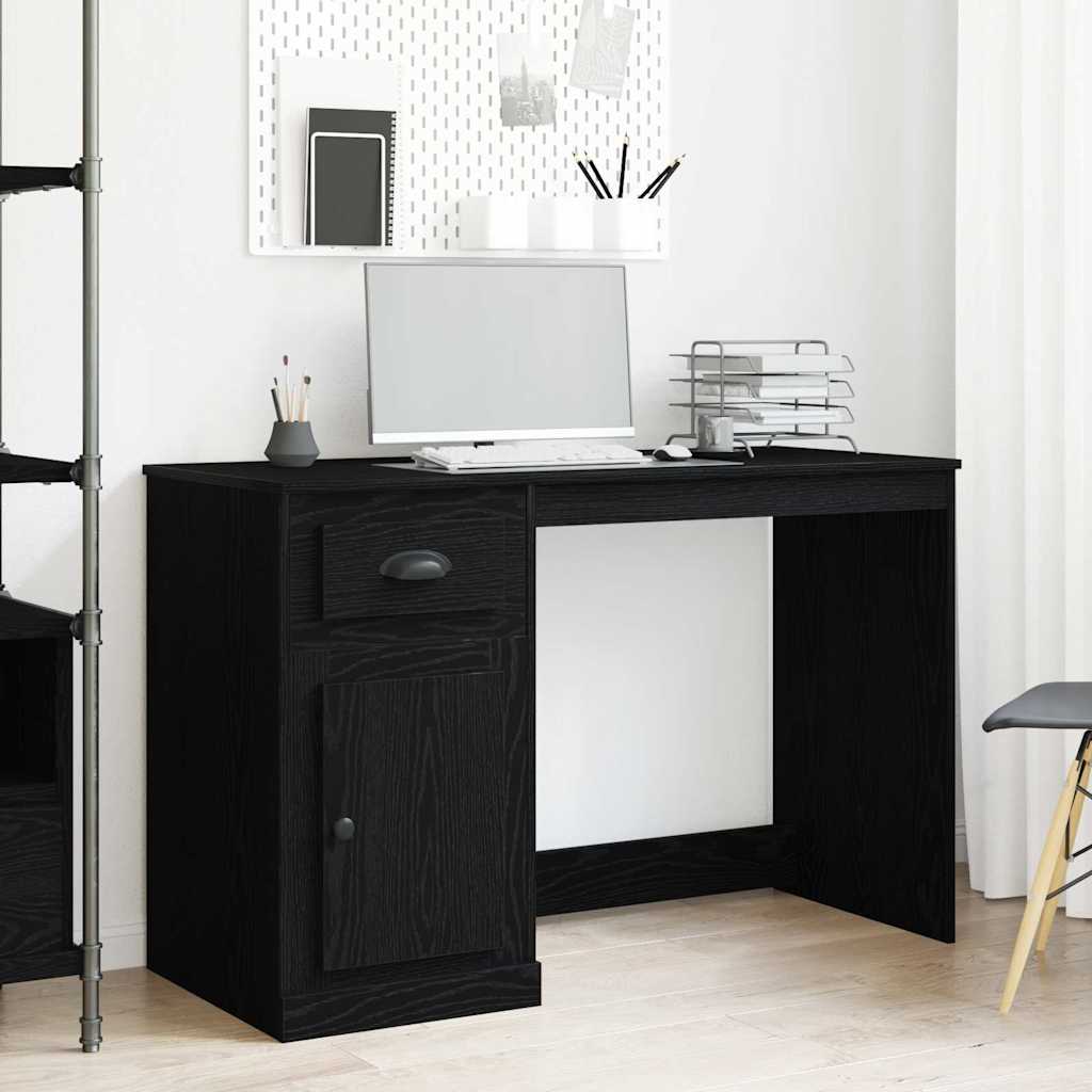 Desk with Drawer Black Oak 50 x 115 x 75 cm Engineered Wood