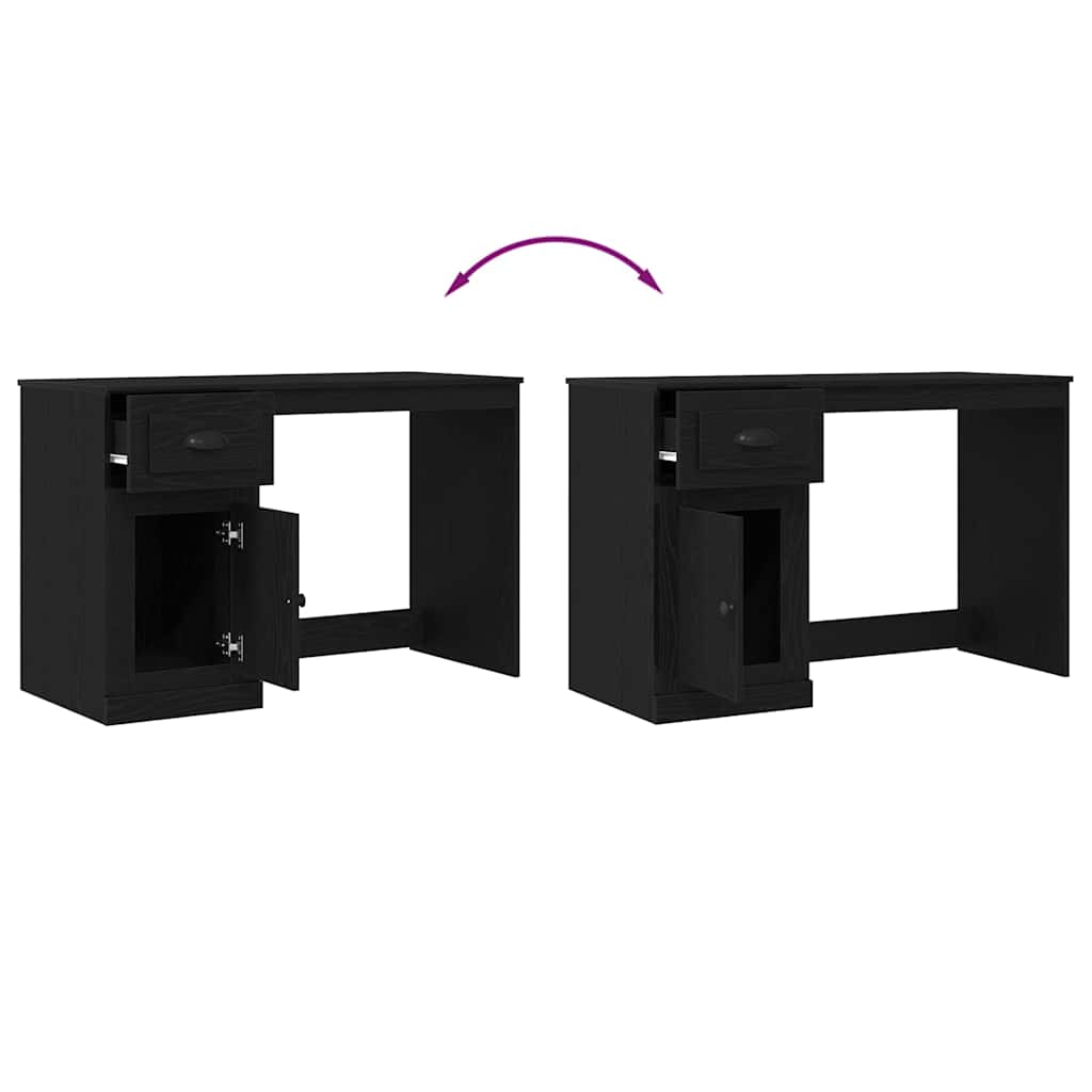 Desk with Drawer Black Oak 50 x 115 x 75 cm Engineered Wood