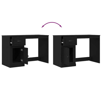 Desk with Drawer Black Oak 50 x 115 x 75 cm Engineered Wood