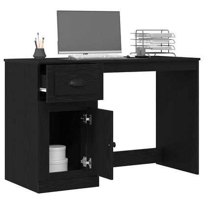 Desk with Drawer Black Oak 50 x 115 x 75 cm Engineered Wood