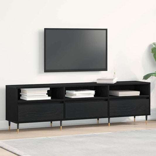 TV Cabinet Black Oak 150 x 30 x 44.5 cm Engineered Wood