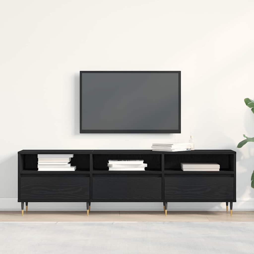TV Cabinet Black Oak 150 x 30 x 44.5 cm Engineered Wood