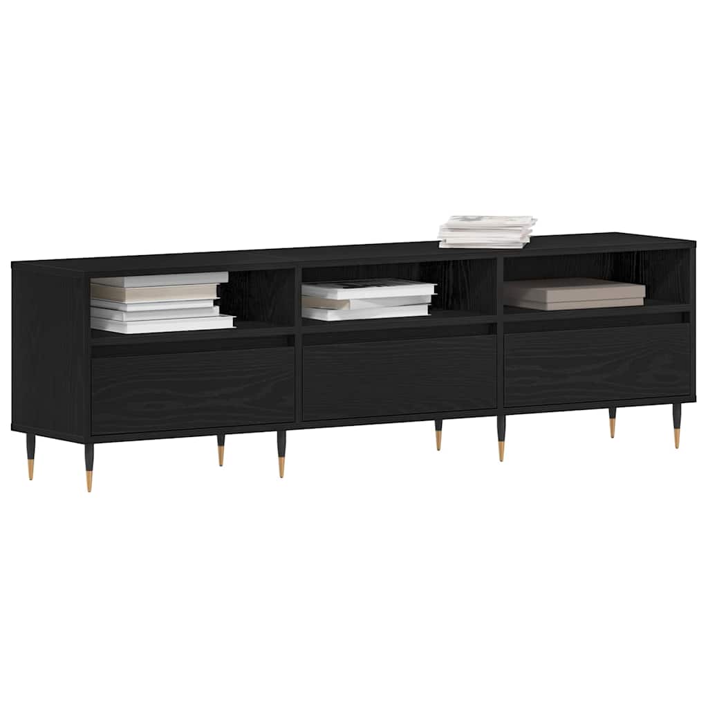 TV Cabinet Black Oak 150 x 30 x 44.5 cm Engineered Wood