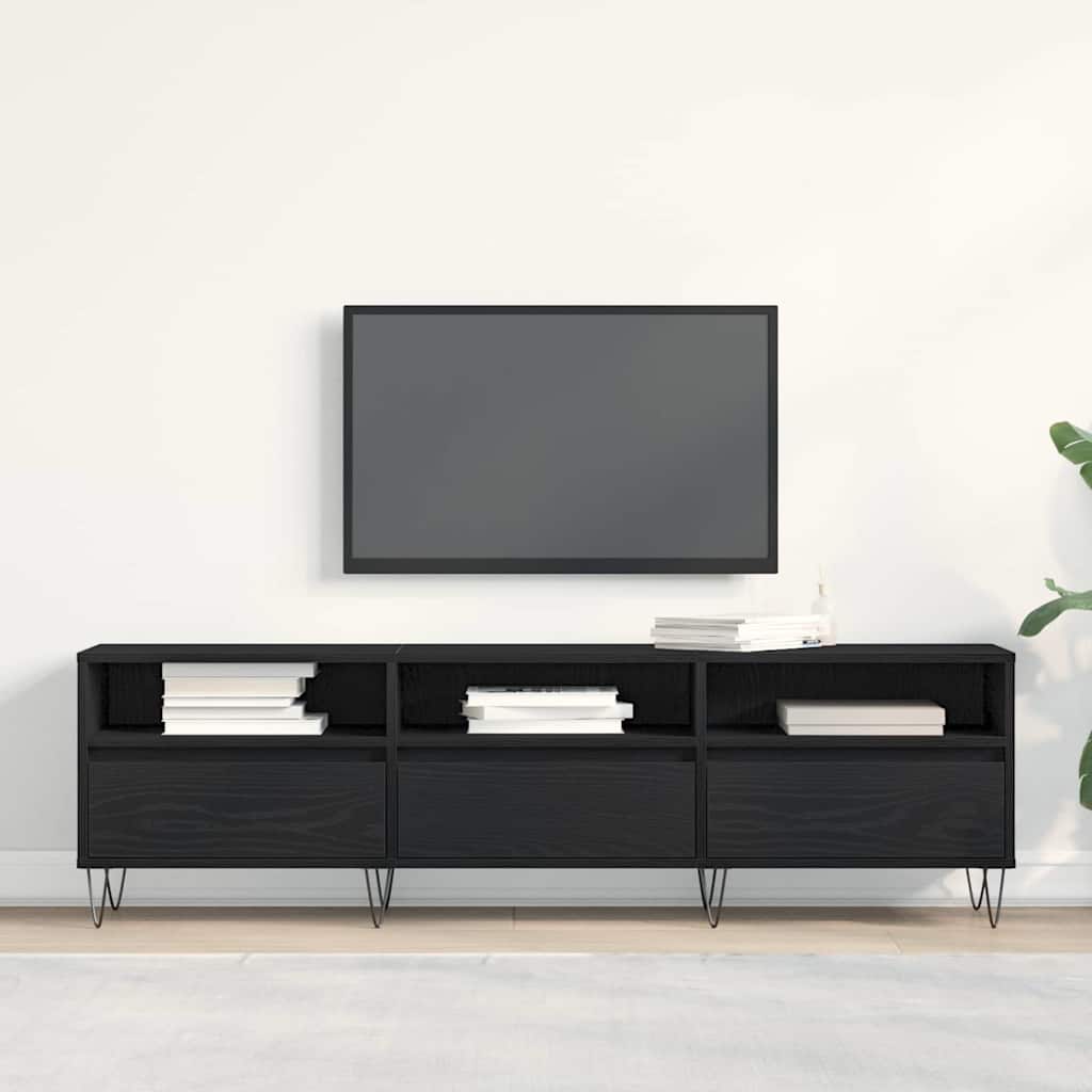 TV Cabinet Black Oak 150 x 30 x 44.5 cm Engineered Wood