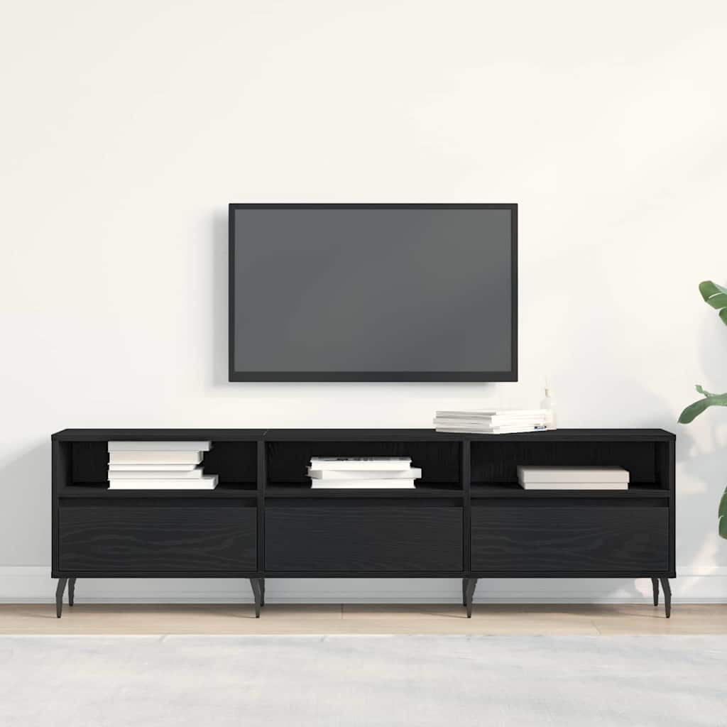 TV Cabinet Black Oak 150 x 30 x 44.5 cm Engineered Wood