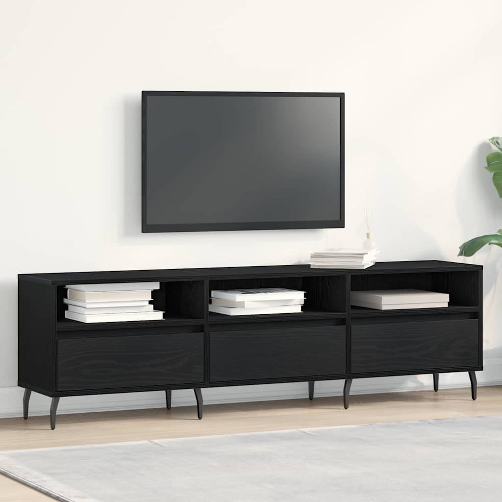 TV Cabinet Black Oak 150 x 30 x 44.5 cm Engineered Wood