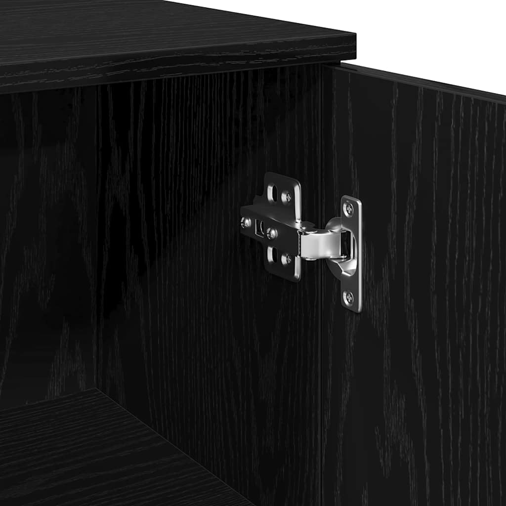 Bathroom Cabinet Black Oak 30 x 30 x 190 cm Engineered Wood