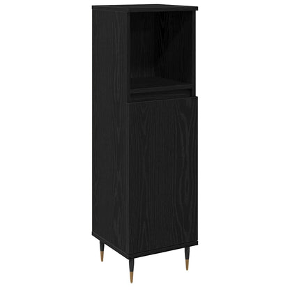 Bathroom Cabinet Black Oak 30 x 30 x 100 cm Engineered Wood