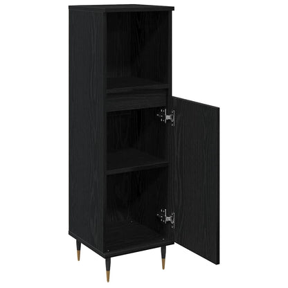 Bathroom Cabinet Black Oak 30 x 30 x 100 cm Engineered Wood
