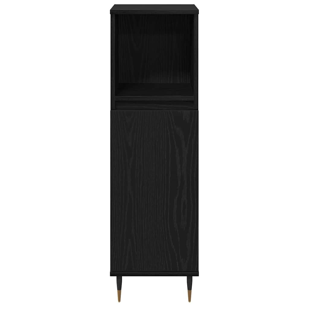Bathroom Cabinet Black Oak 30 x 30 x 100 cm Engineered Wood
