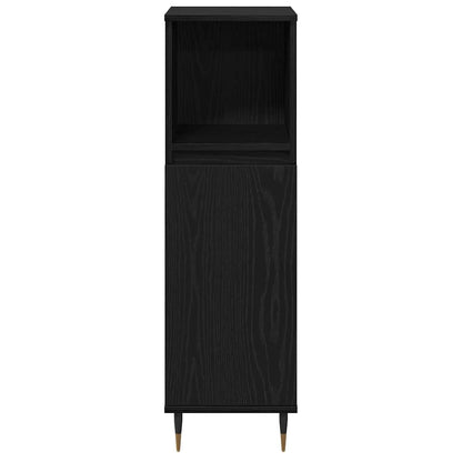 Bathroom Cabinet Black Oak 30 x 30 x 100 cm Engineered Wood