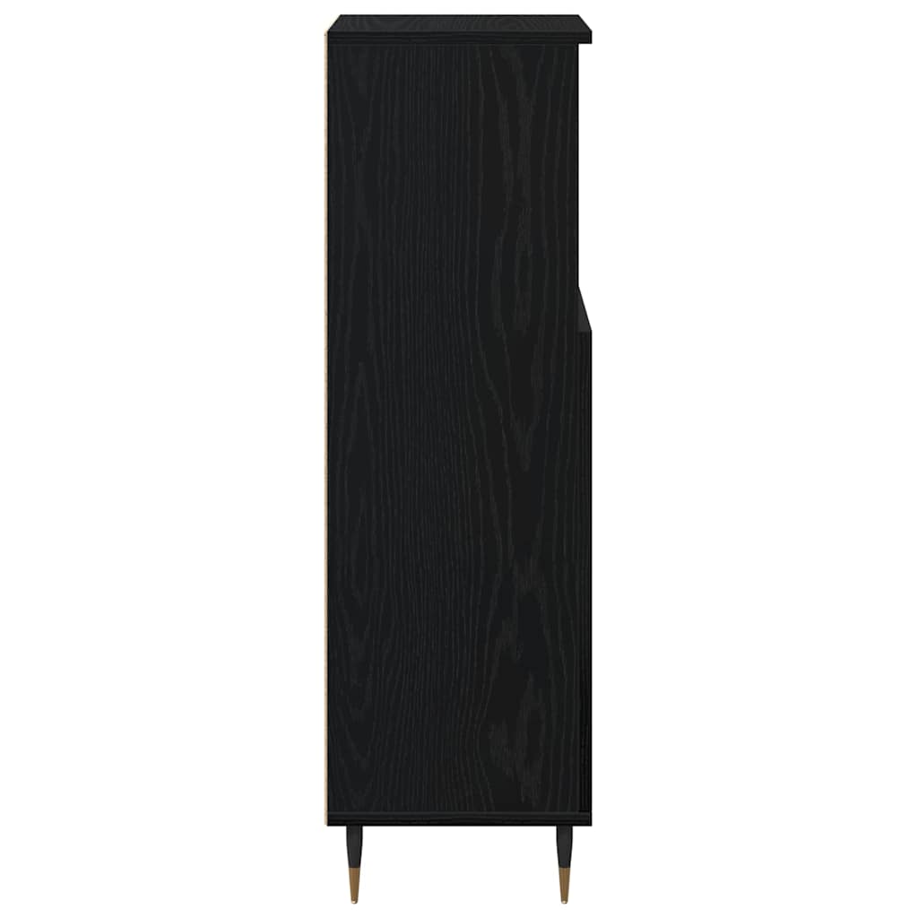 Bathroom Cabinet Black Oak 30 x 30 x 100 cm Engineered Wood