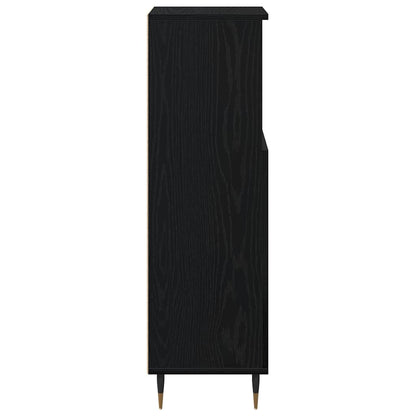 Bathroom Cabinet Black Oak 30 x 30 x 100 cm Engineered Wood