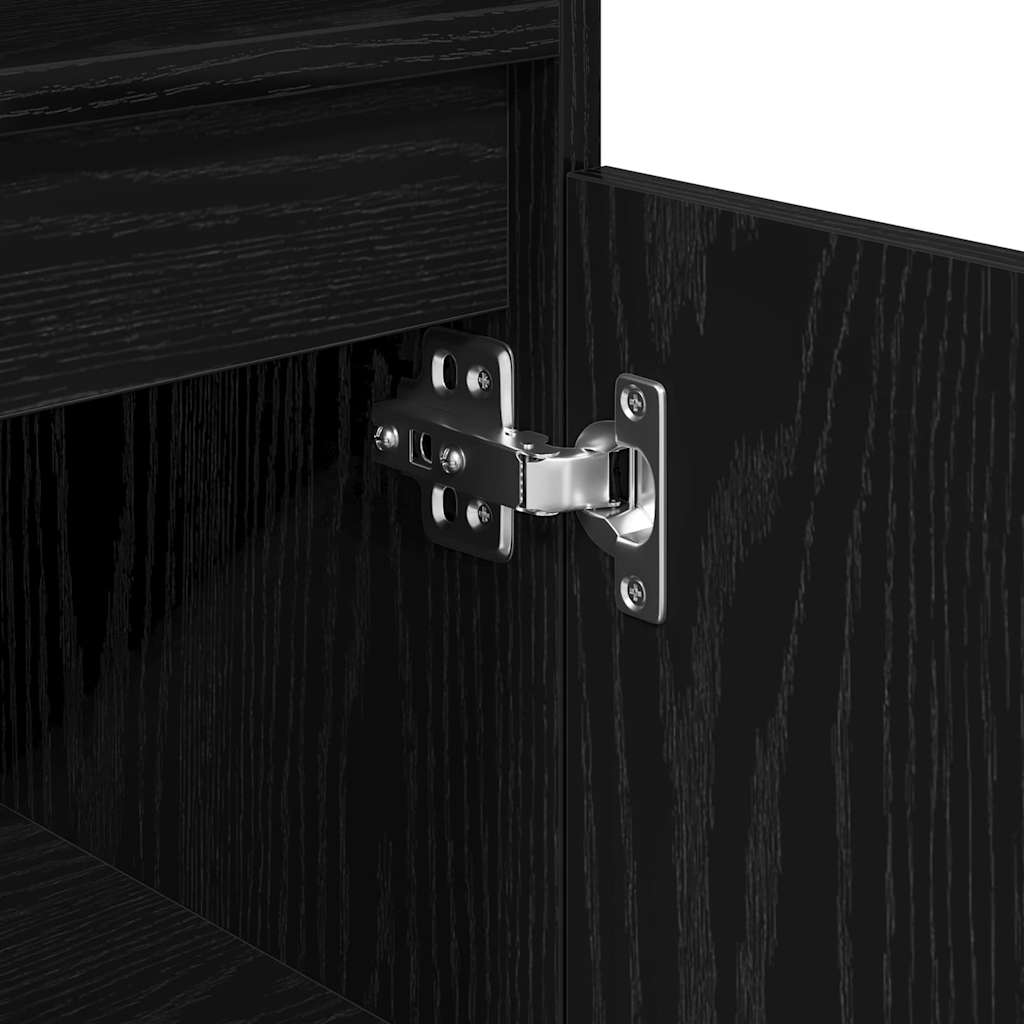 Bathroom Cabinet Black Oak 30 x 30 x 100 cm Engineered Wood