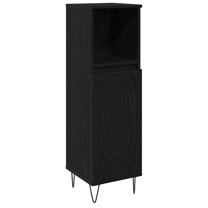 Bathroom Cabinet Black Oak 30 x 30 x 100 cm Engineered Wood