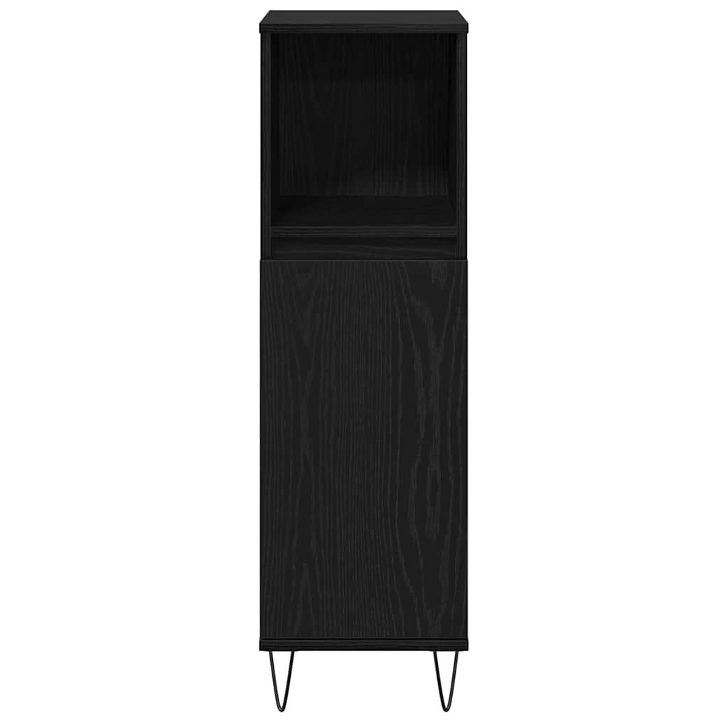 Bathroom Cabinet Black Oak 30 x 30 x 100 cm Engineered Wood