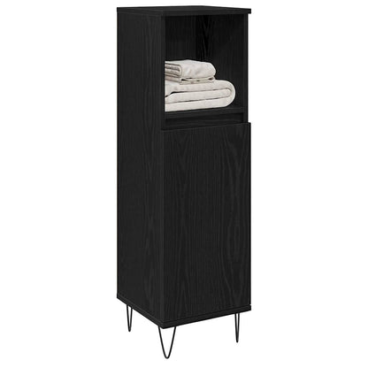 Bathroom Cabinet Black Oak 30 x 30 x 100 cm Engineered Wood