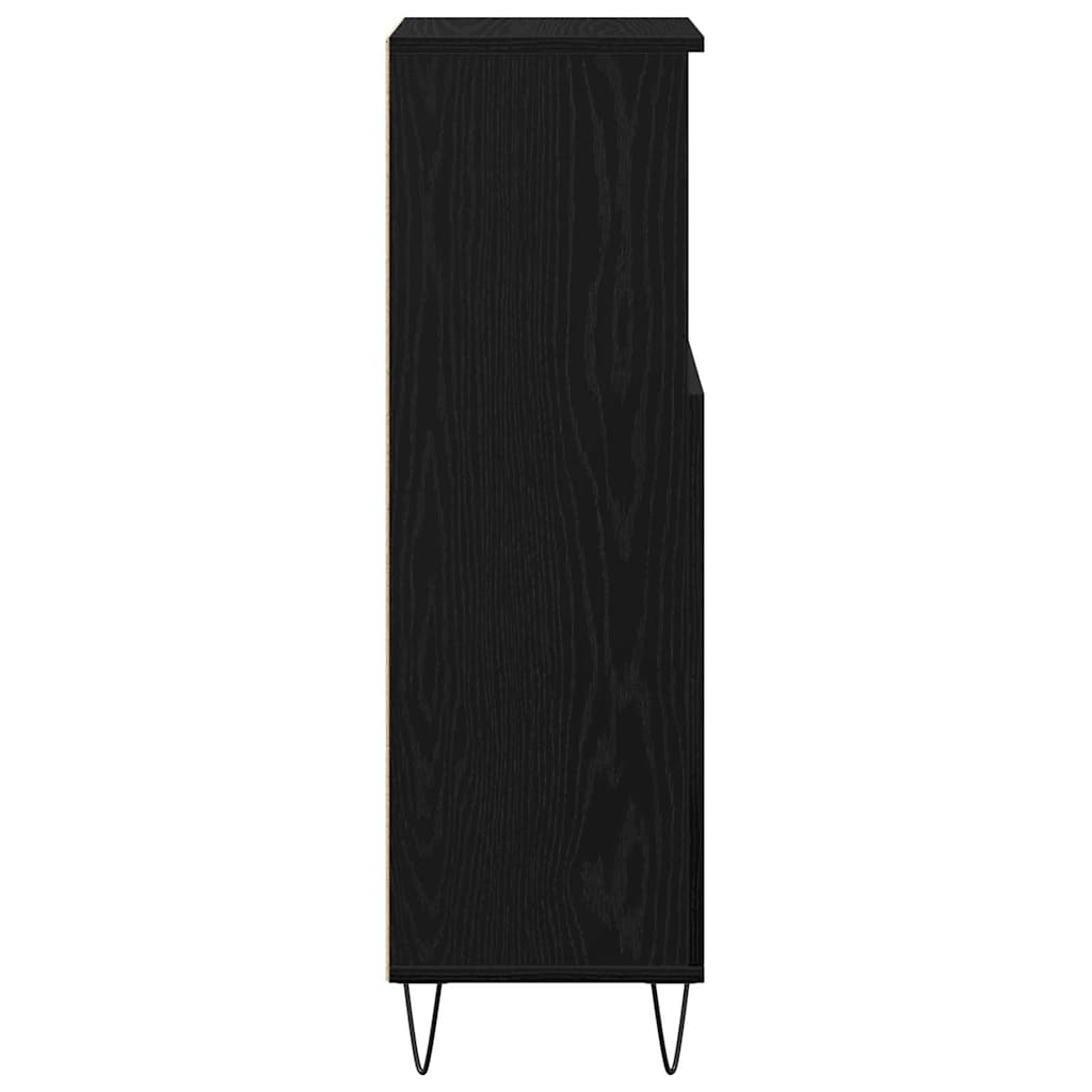 Bathroom Cabinet Black Oak 30 x 30 x 100 cm Engineered Wood