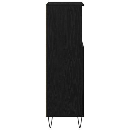 Bathroom Cabinet Black Oak 30 x 30 x 100 cm Engineered Wood