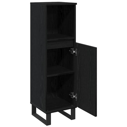 Bathroom Cabinet Black Oak 30 x 30 x 100 cm Engineered Wood