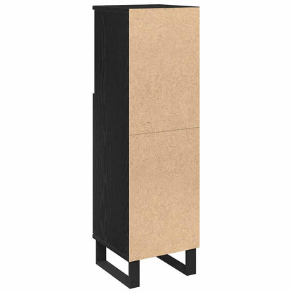 Bathroom Cabinet Black Oak 30 x 30 x 100 cm Engineered Wood