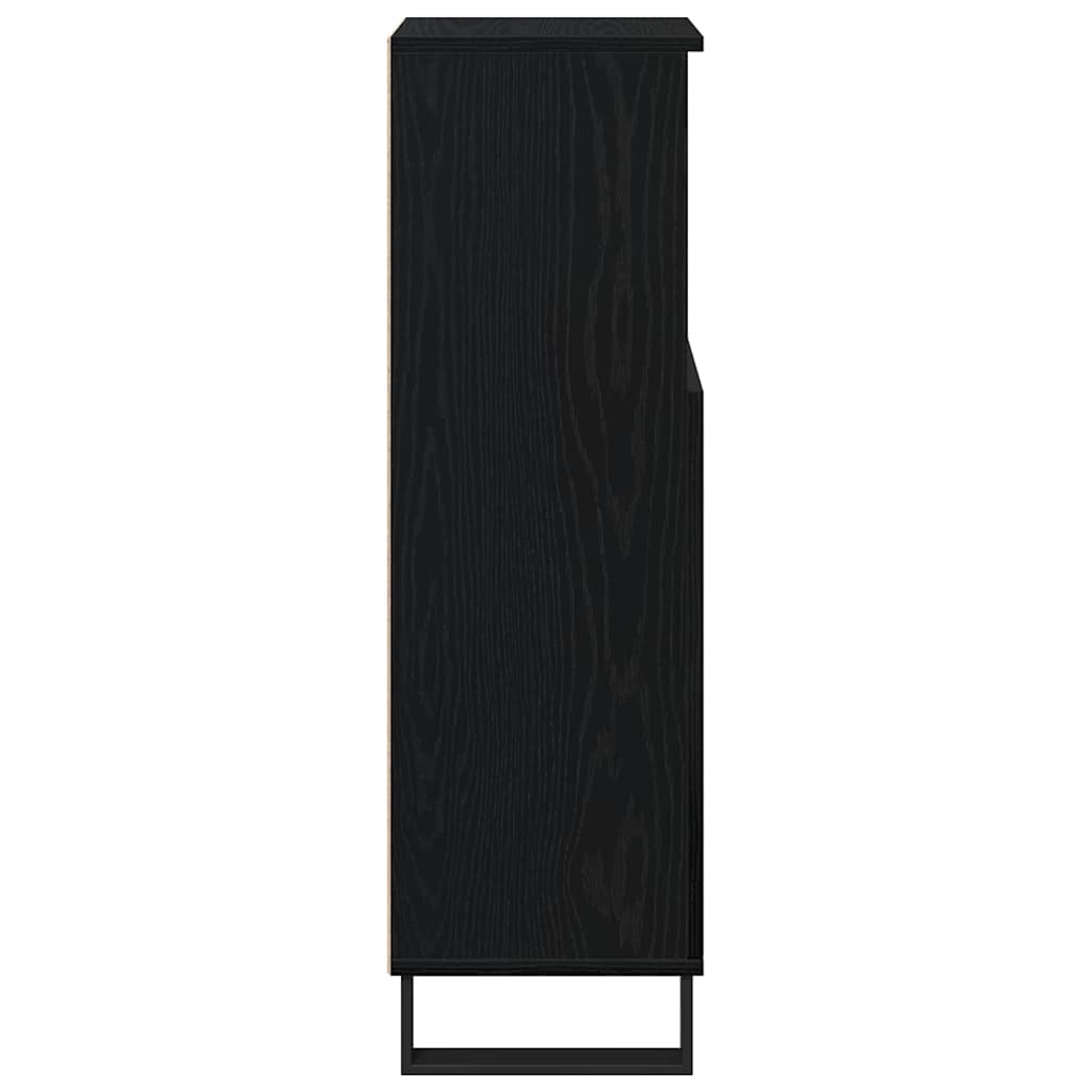 Bathroom Cabinet Black Oak 30 x 30 x 100 cm Engineered Wood