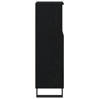 Bathroom Cabinet Black Oak 30 x 30 x 100 cm Engineered Wood