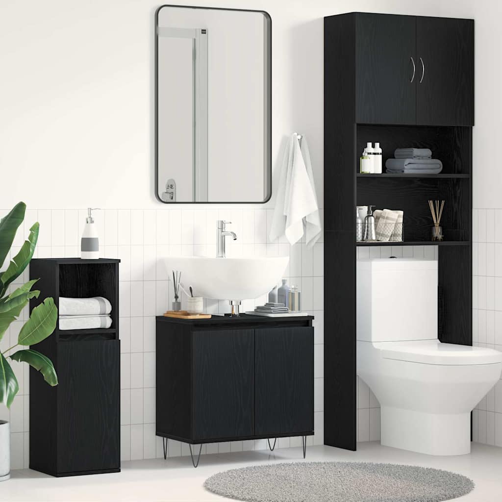 Bathroom Sink Cabinet Black Oak 58 x 33 x 60 cm Engineered Wood