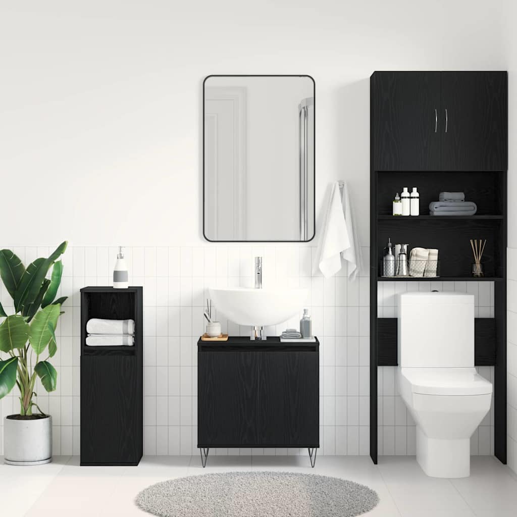 Bathroom Sink Cabinet Black Oak 58 x 33 x 60 cm Engineered Wood
