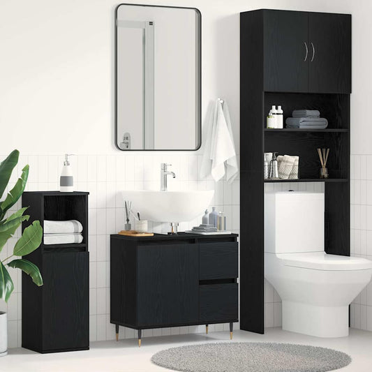 Bathroom Cabinet Black Oak 65 x 33 x 60 cm Engineered Wood