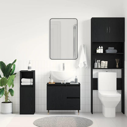 Bathroom Cabinet Black Oak 65 x 33 x 60 cm Engineered Wood