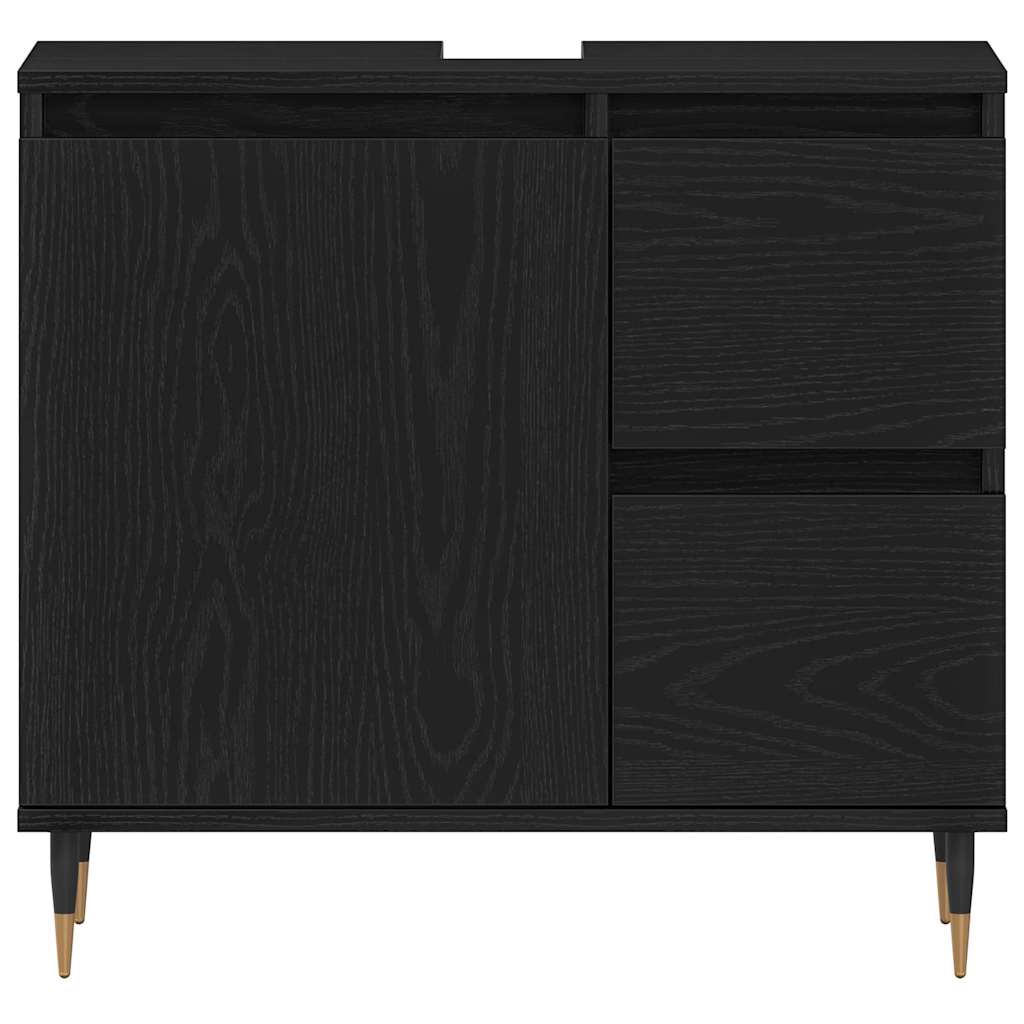 Bathroom Cabinet Black Oak 65 x 33 x 60 cm Engineered Wood