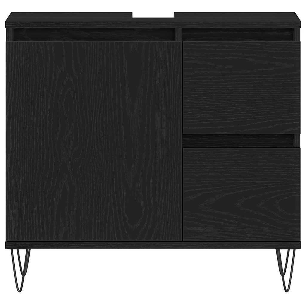 Bathroom Sink Cabinet Black Oak 65 x 33 x 60 cm Engineered Wood