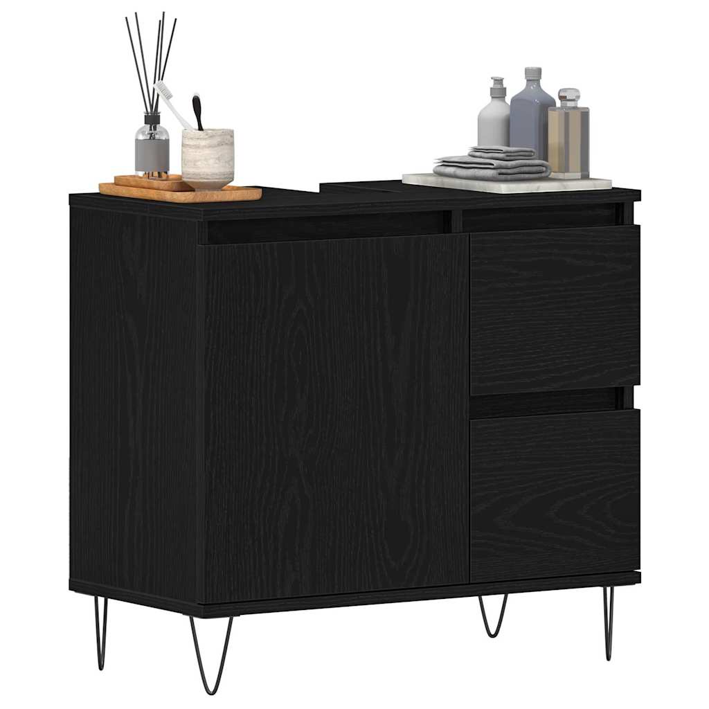 Bathroom Sink Cabinet Black Oak 65 x 33 x 60 cm Engineered Wood