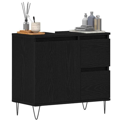 Bathroom Sink Cabinet Black Oak 65 x 33 x 60 cm Engineered Wood