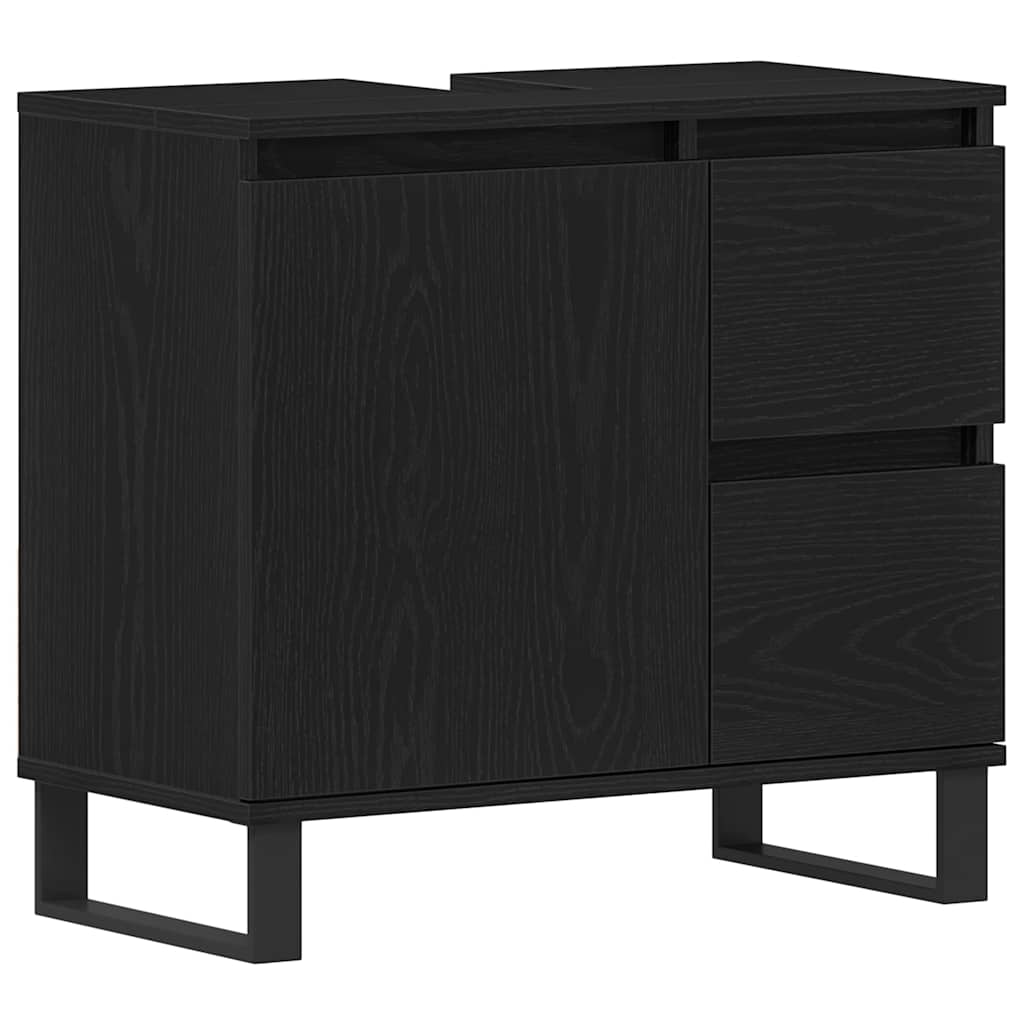 Bathroom Sink Cabinet Black Oak 65 x 33 x 60 cm Engineered Wood