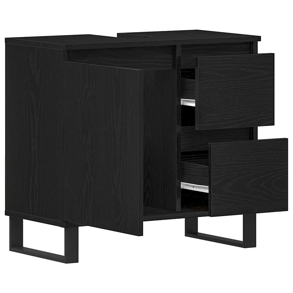 Bathroom Sink Cabinet Black Oak 65 x 33 x 60 cm Engineered Wood