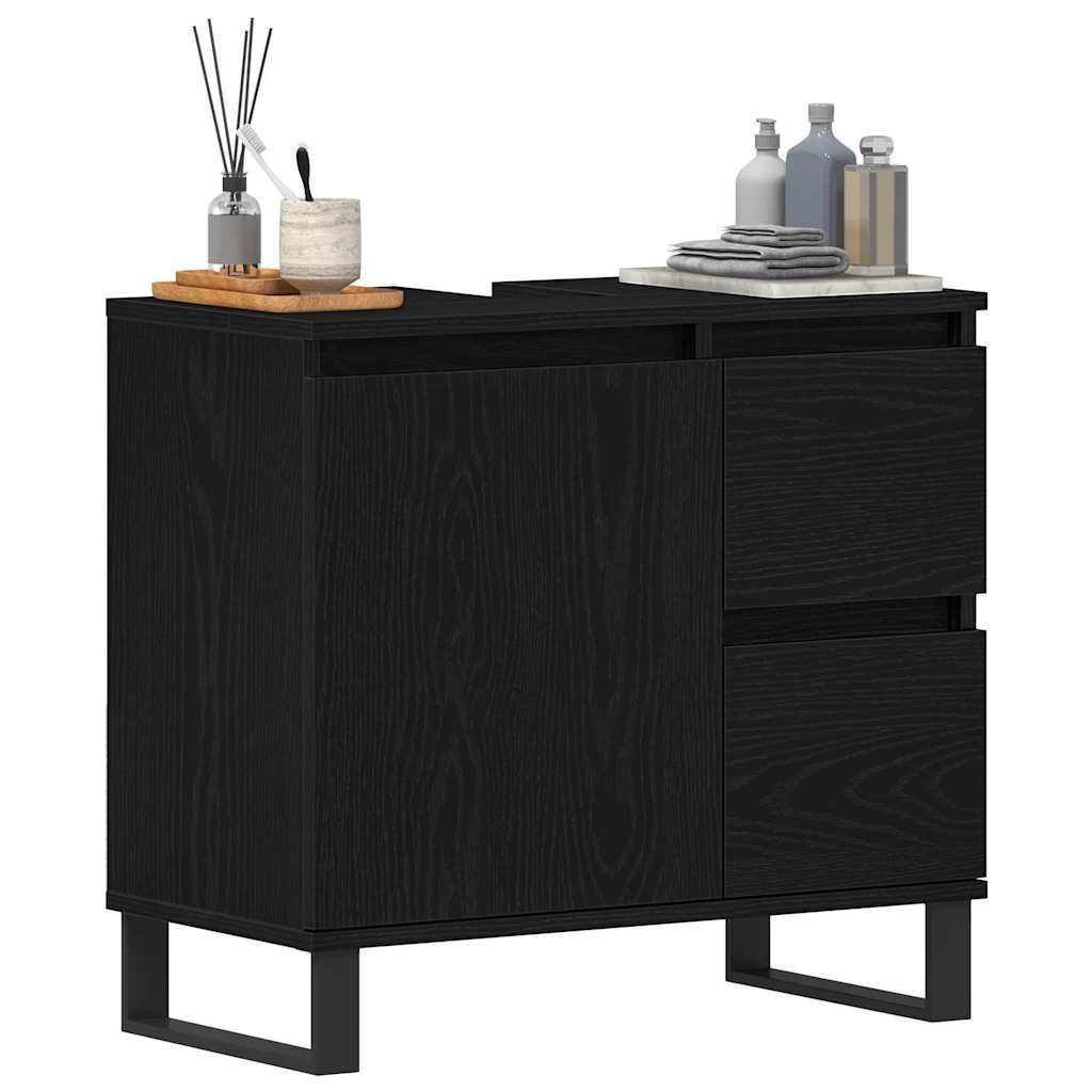 Bathroom Sink Cabinet Black Oak 65 x 33 x 60 cm Engineered Wood