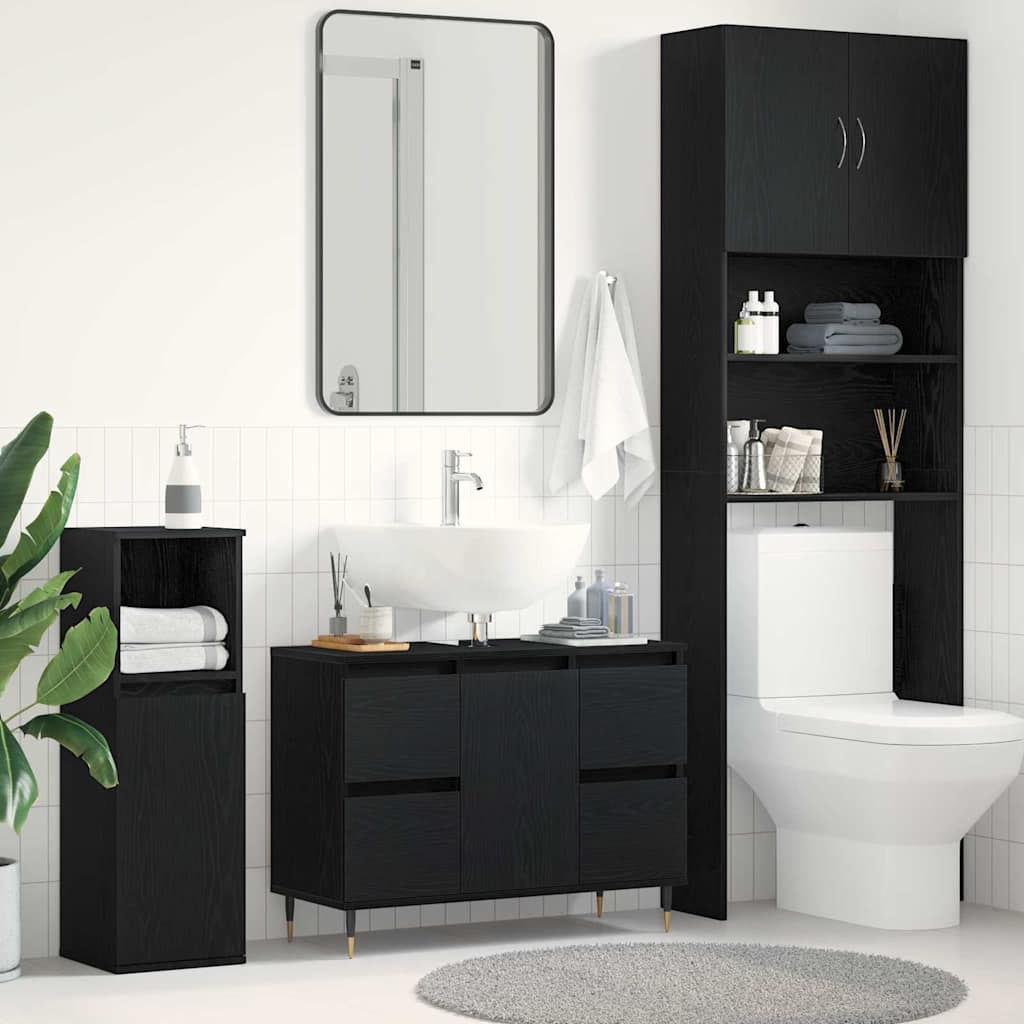 Bathroom Sink Cabinet Black Oak 80 x 33 x 60 cm Engineered Wood